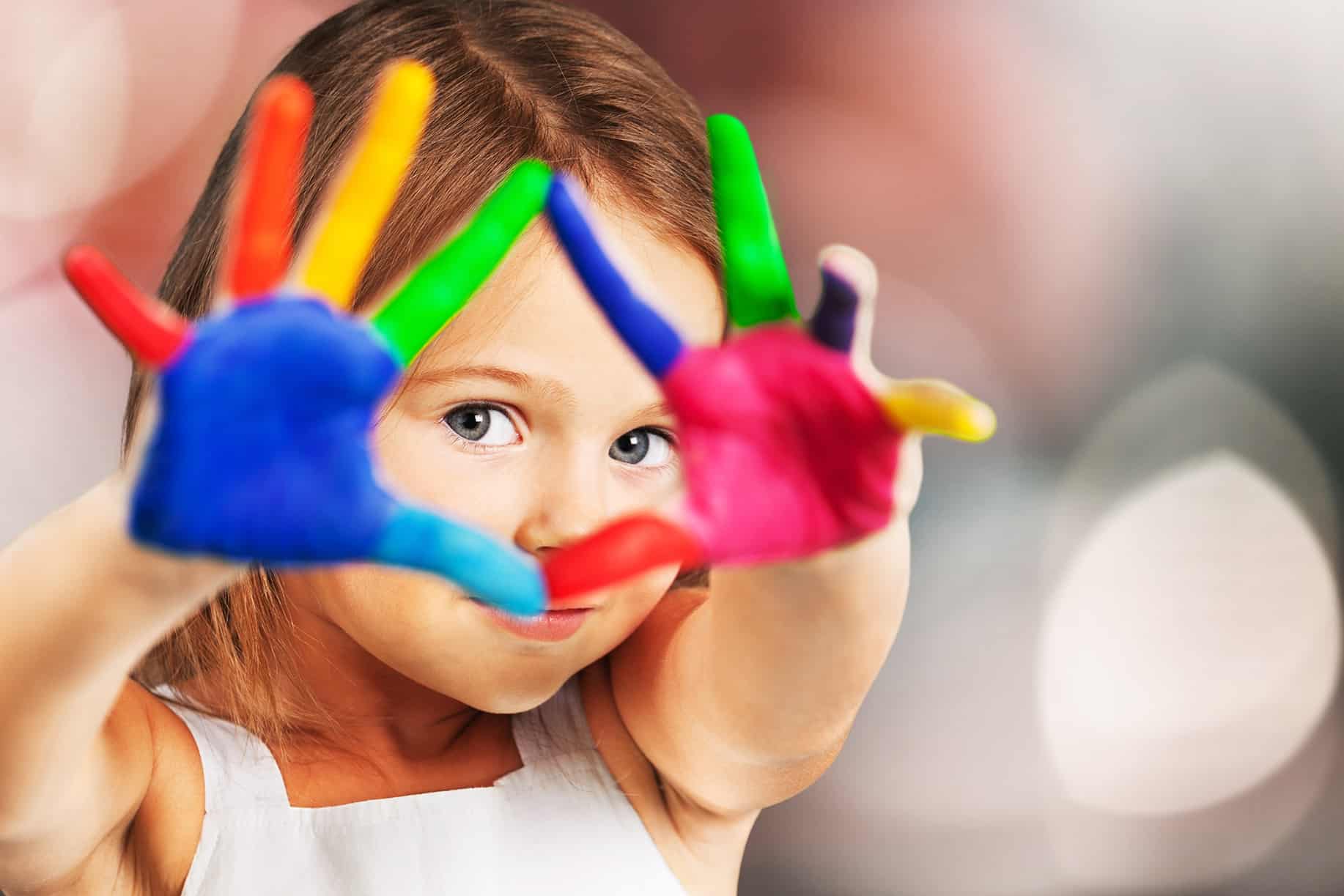 Little,Girl,With,Painted,Hands